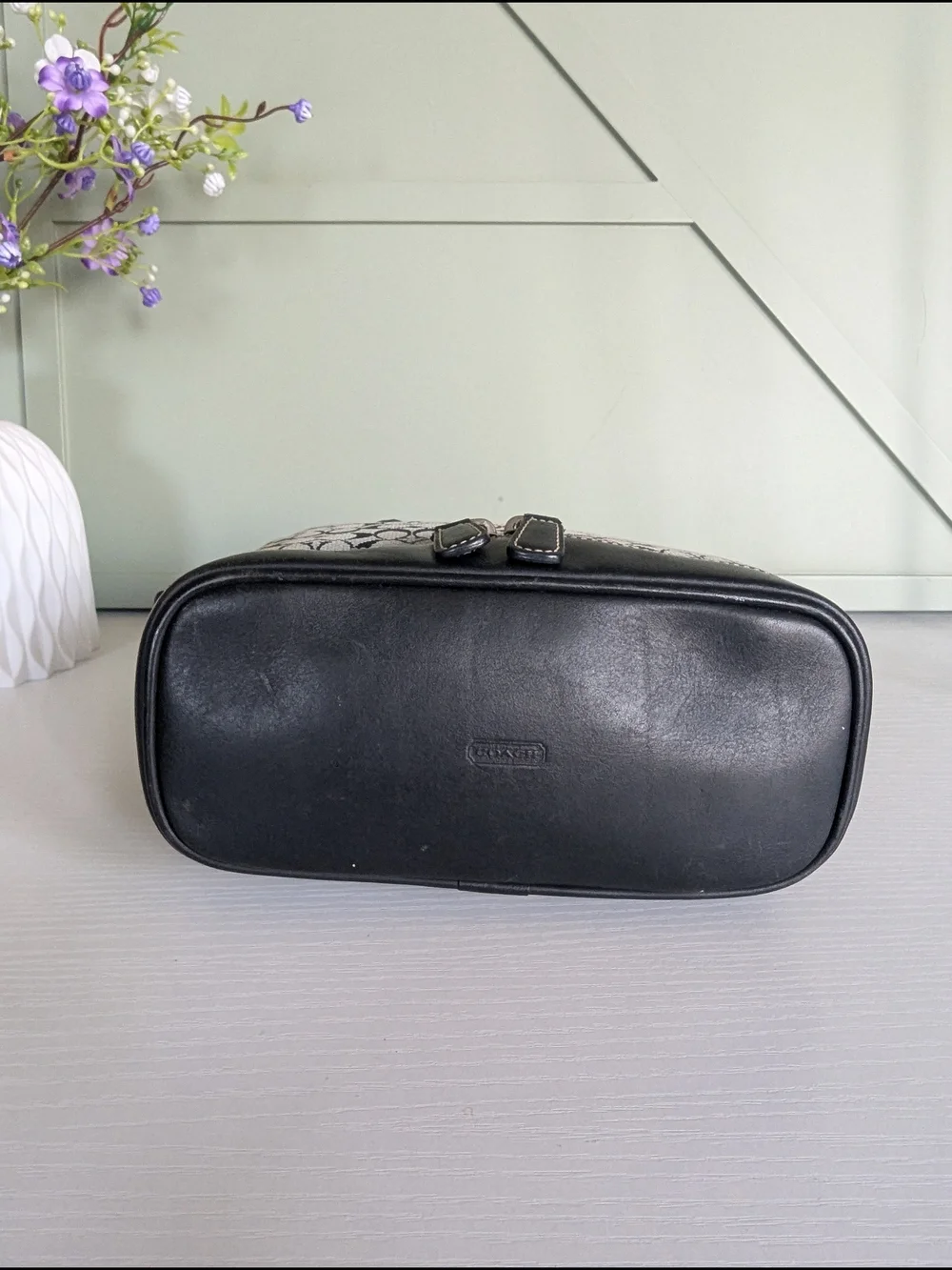 Coach Signature Canvas Satchel in Navy/Beige